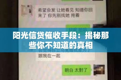 阳光信贷催收手段：揭秘那些你不知道的真相