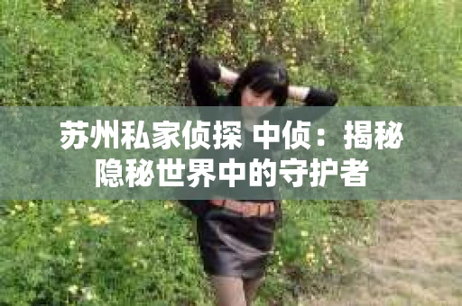 苏州私家侦探 中侦：揭秘隐秘世界中的守护者